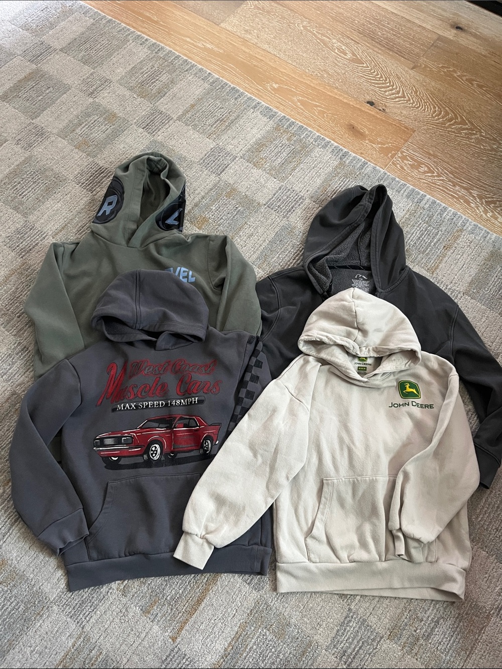 Lot of 4 boys M 8 hoodie John Deere target art class grey zip up pullover